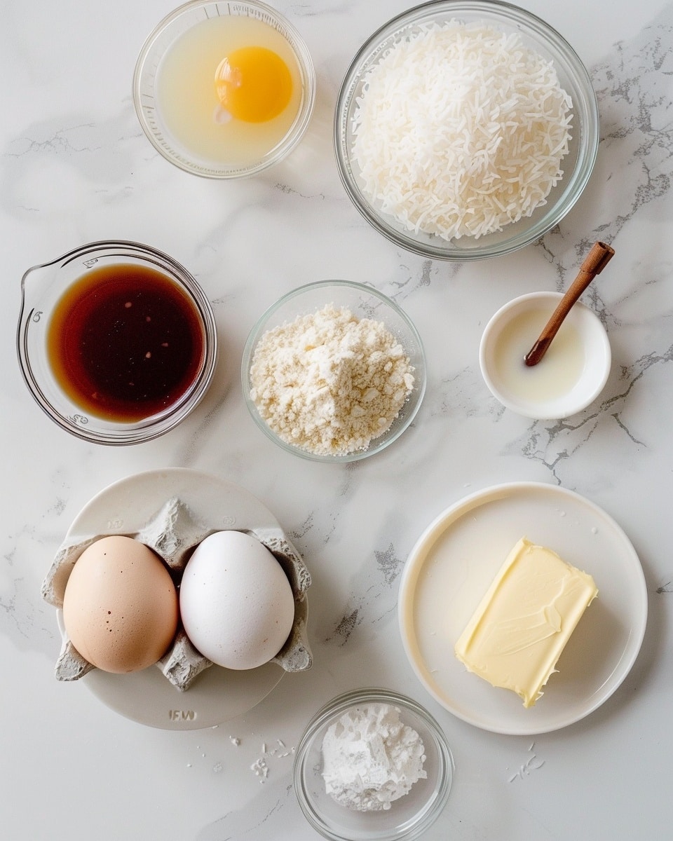 Single white plate holding one slice of dense, moist coconut cake with a golden-brown baked top, close-up angled view revealing shredded coconut strands embedded in the creamy, slightly textured interior, subtle yellow specks throughout, natural lighting highlighting the softness and rich texture, placed on white marble surface, styled like a food blog serving, photo taken with an iphone --ar 4:5 --v 7