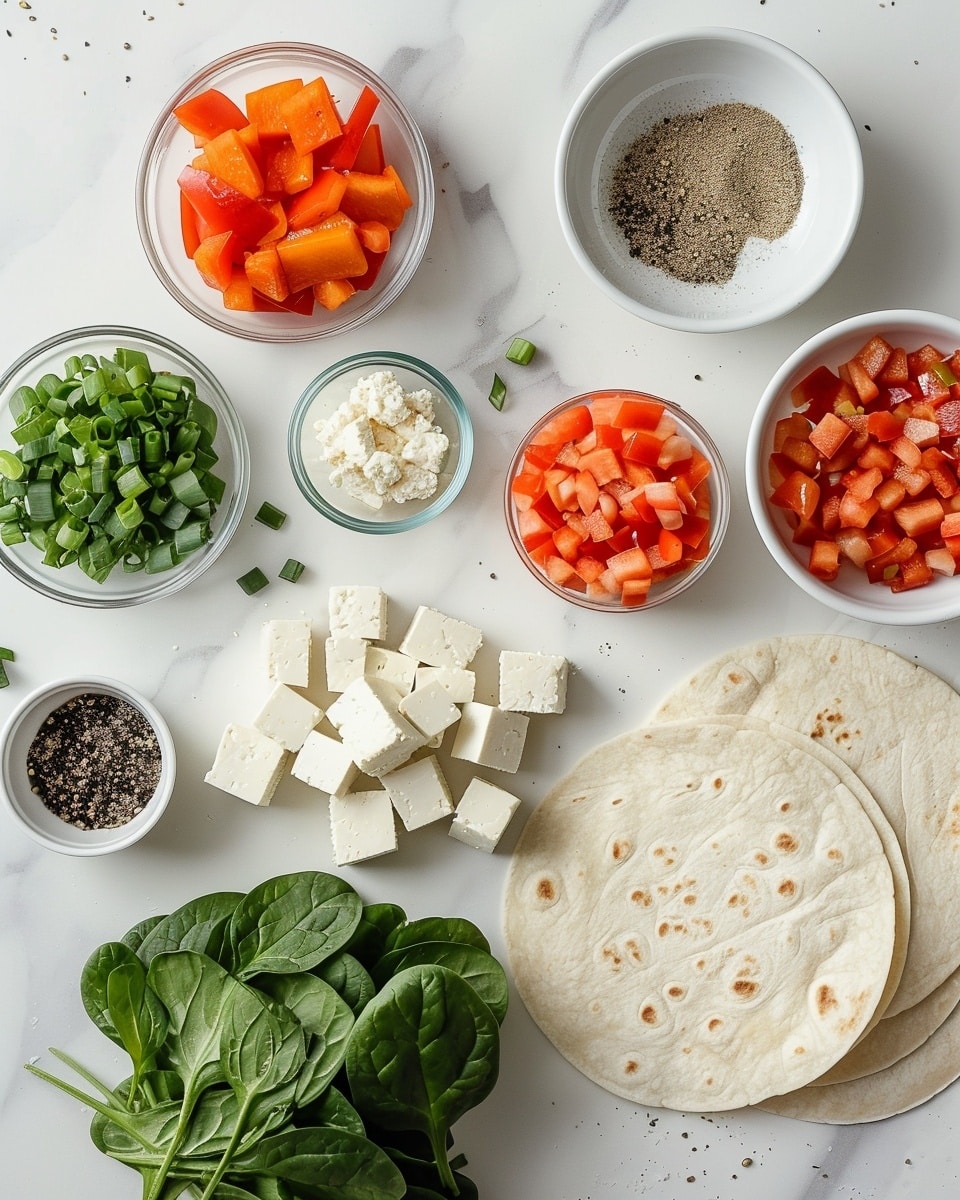 Single white plate presenting one plated portion of a breakfast taquito, showing the crispy tortilla wrapper rolled tightly around a fluffy, seasoned scrambled egg filling with visible bits of red peppers and green herbs, topped with a drizzle of creamy orange sauce, accompanied by a small heap of fresh tomato, red onion, and cilantro pico de gallo on the side, photographed close-up from an angled view to emphasize the layered interior textures and vibrant colors, set on a white marble surface with natural lighting, styled like a food blog single serving; photo taken with an iphone --ar 4:5 --v 7