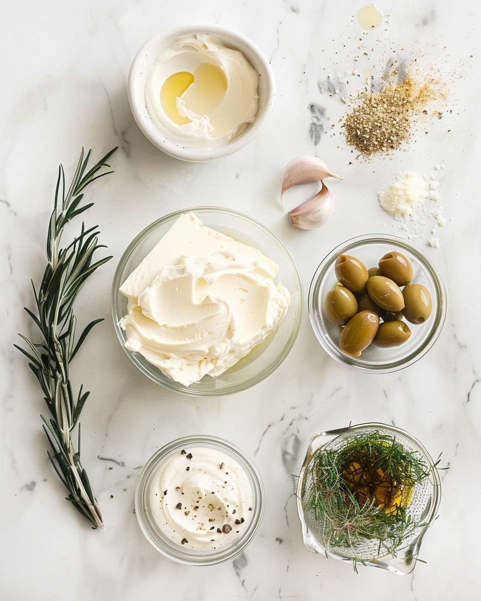 Single white plate with a generous dollop of creamy baba ganoush, textured with visible chunks of roasted eggplant and sun-dried tomato pieces, glistening with a drizzle of golden olive oil on top, crowned by two shiny green olives in the center, close-up angled view revealing the rustic interior texture, natural light highlighting the vibrant colors, pristine white marble background, intimate plated serving photo taken with an iphone --ar 4:5 --v 7
