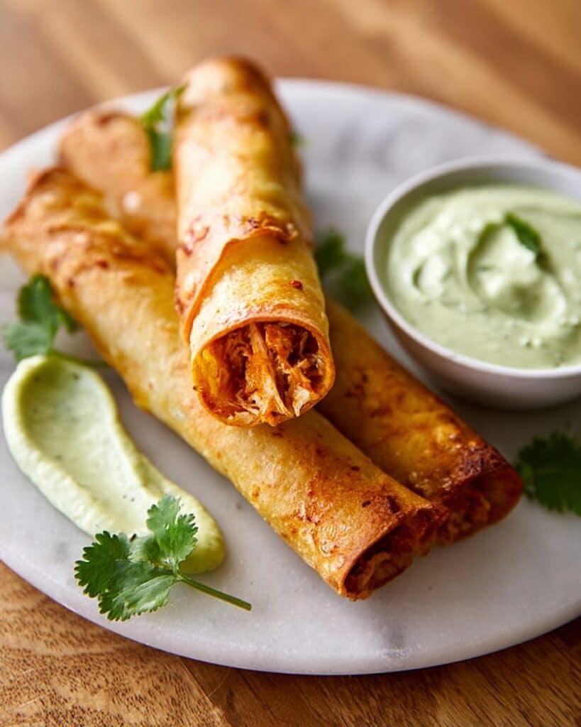 Chicken Taquitos with Avocado Ranch Dipping Sauce Recipe