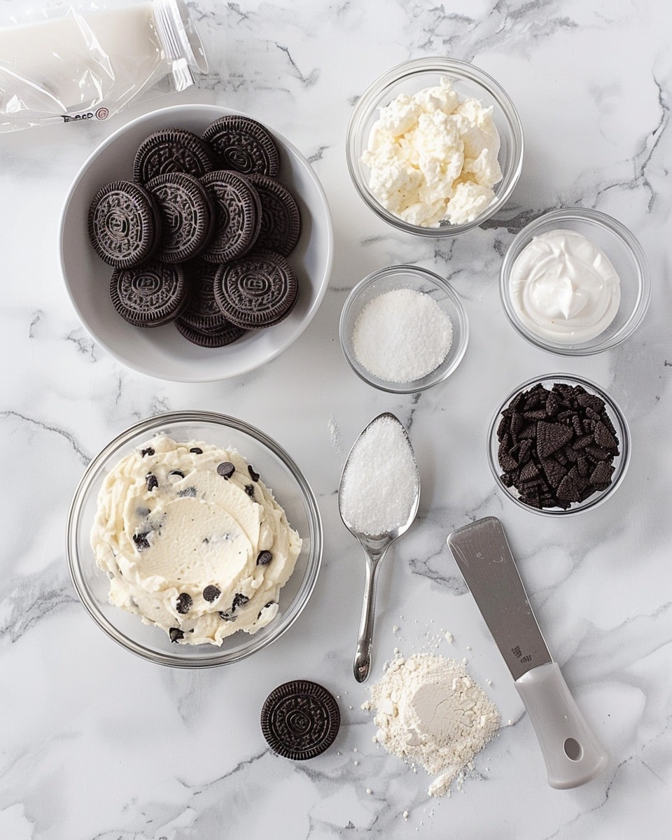 Single white plate featuring one chocolate cookie cup dessert with a rich, dense chocolate crumb base filled generously with smooth, creamy vanilla filling, topped with crumbled chocolate cookie bits and two upright halved chocolate sandwich cookies, close-up angled shot revealing the textures of the dense outer shell and creamy interior filling, natural lighting illuminating the dessert’s details, presented on a white marble surface, intimate styled serving photo taken with an iphone --ar 4:5 --v 7