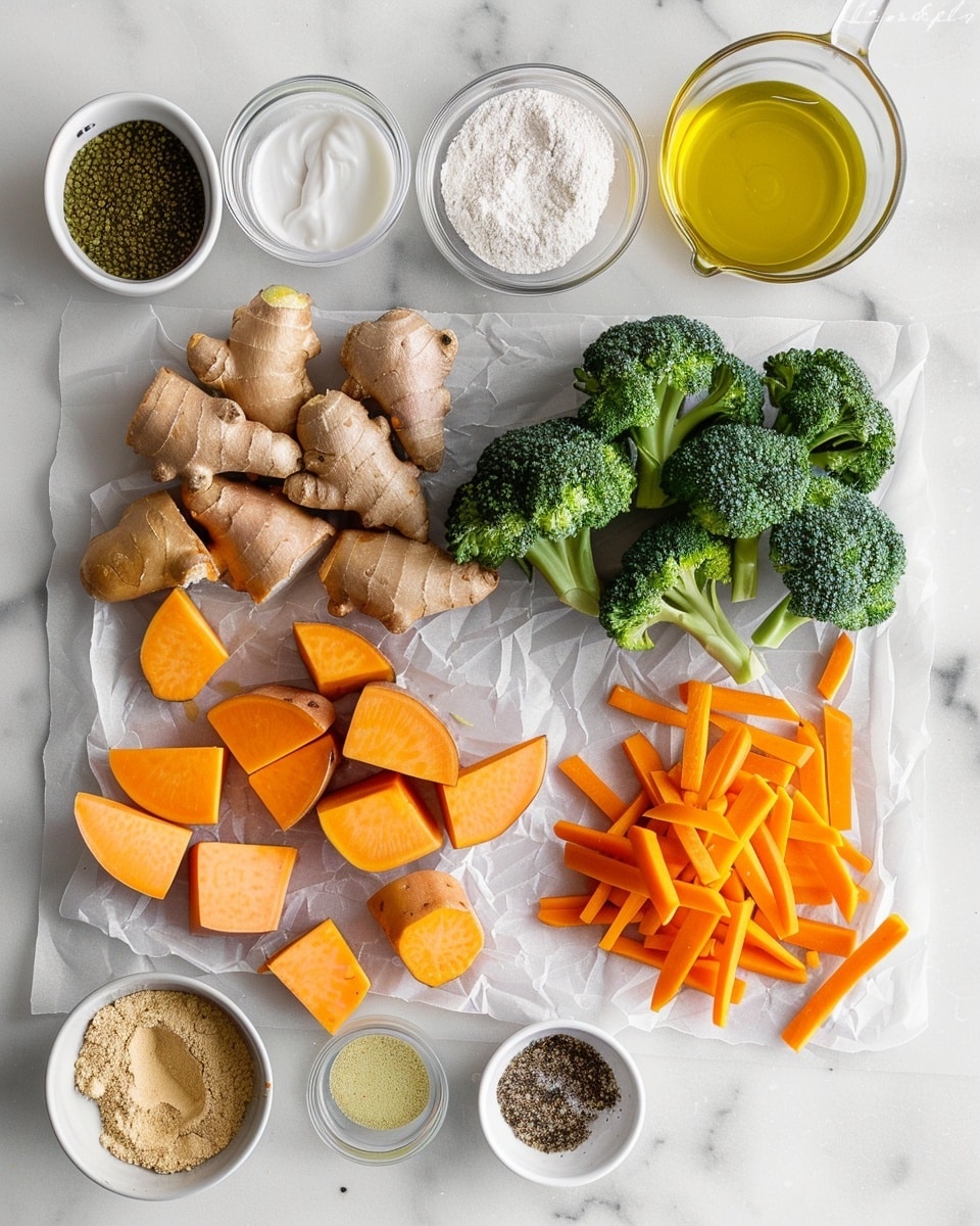 Single white plate featuring one serving portion of baked chicken and vegetable meatballs, each showing a soft and moist texture flecked with carrots and herbs, paired with a side of roasted sweet potato cubes and charred broccoli florets, garnished with delicate ribbons of carrot and parsnip, all arranged neatly on a clean white marble surface, natural light highlighting the warm colors and fresh ingredients, intimate plated serving photo taken with an iphone --ar 4:5 --v 7