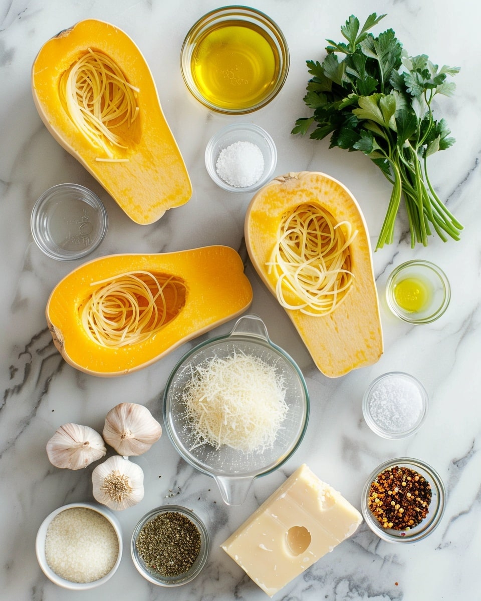 Single white bowl with a close-up, intimate serving of cooked spaghetti squash strands topped with finely grated Parmesan cheese, fresh chopped parsley, and a delicate sprinkle of crushed red pepper flakes, highlighting the light and fluffy interior texture of the squash, all placed on a white marble background with natural lighting, styled like a food blog individual portion photo taken with an iphone --ar 4:5 --v 7