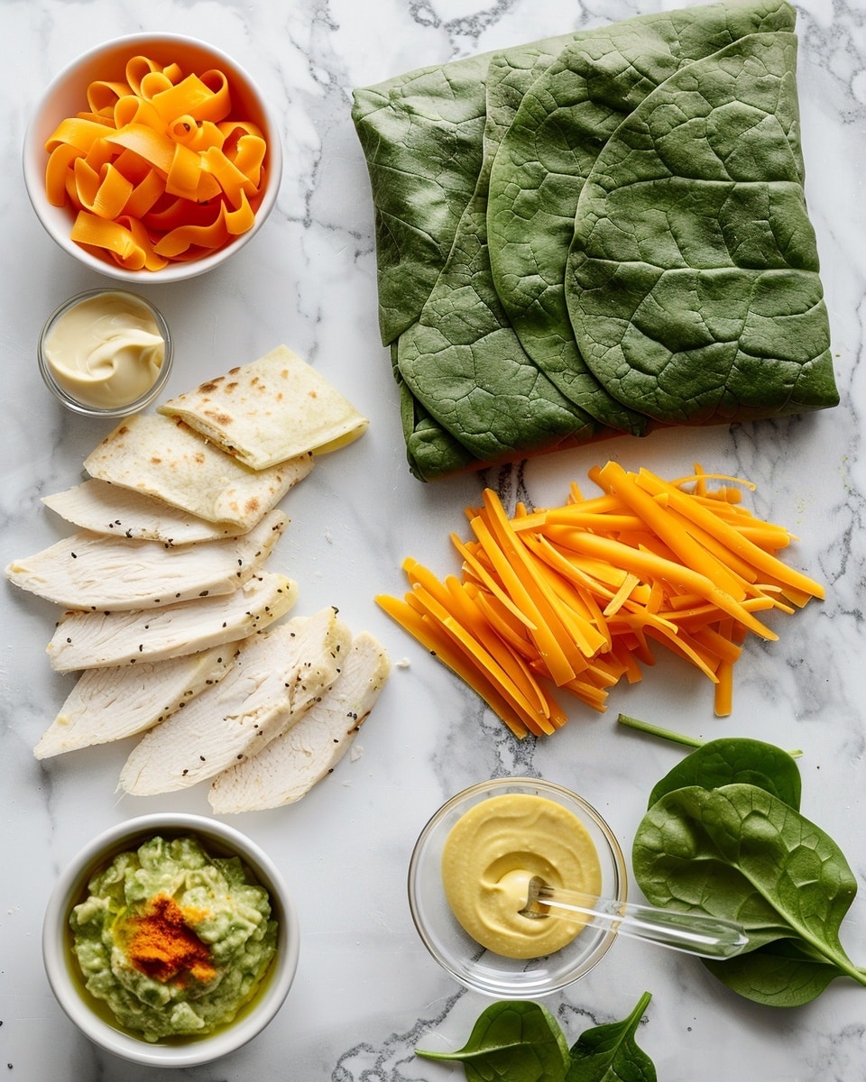 Single white plate holding one neatly sliced pinwheel wrap revealing layers of tender turkey, bright cheddar cheese, fresh spinach leaves, and soft white tortilla spiraled together, sprinkled lightly with chopped herbs, close-up angled shot emphasizing the swirl pattern and moist texture of the ingredients, set on white marble surface with natural lighting, styled like a food blog individual serving, photo taken with an iphone --ar 4:5 --v 7