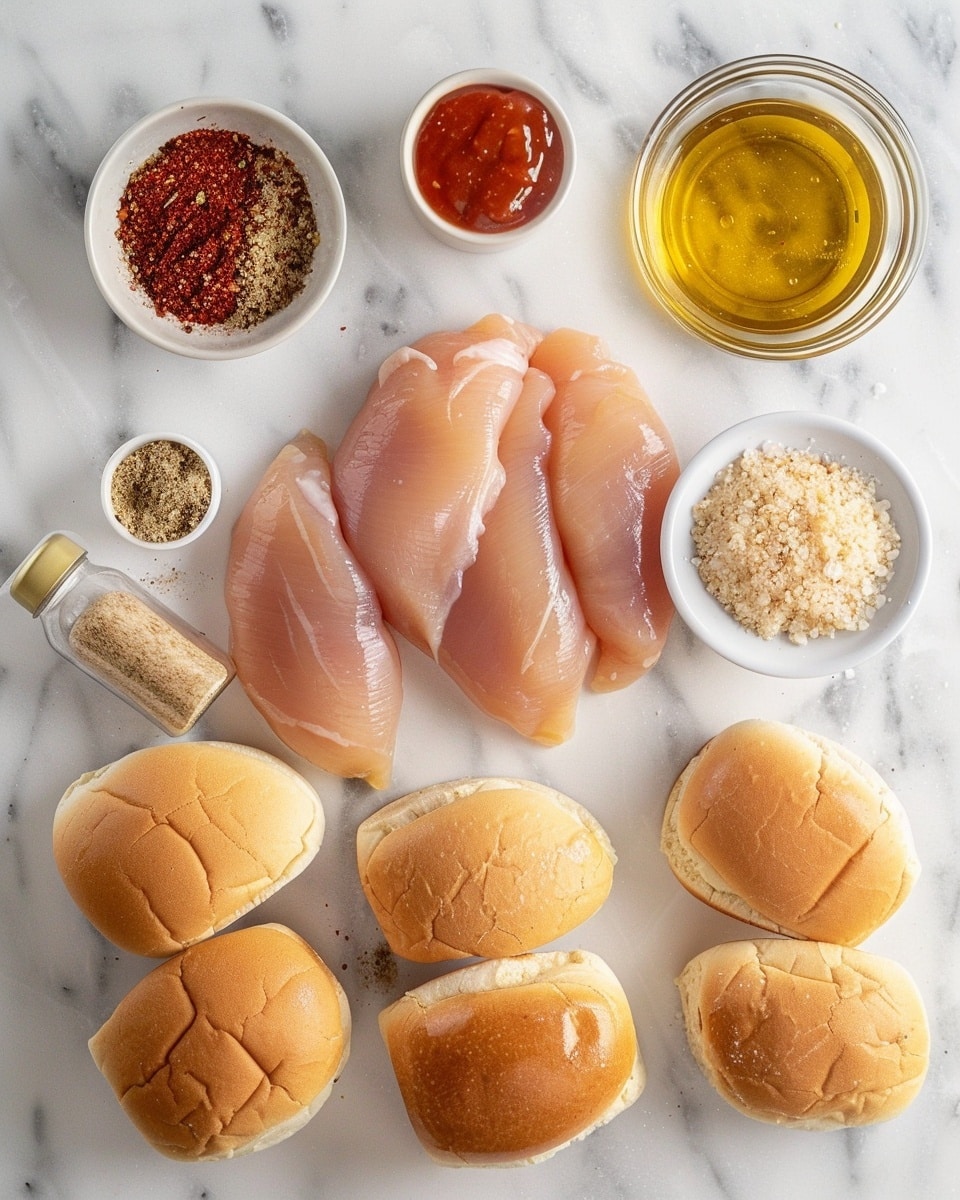 Single white plate with an open fried chicken sandwich showing a crisp, golden-brown chicken patty topped with fresh green lettuce, a thick slice of juicy red tomato, and two translucent rings of white onion, the top bun spread with a creamy sauce and garnished with four pickle slices arranged neatly, close-up angled shot revealing the crunchy textures and layers of the sandwich, placed on a white marble surface under soft natural lighting, intimate plated serving photo taken with an iphone --ar 4:5 --v 7