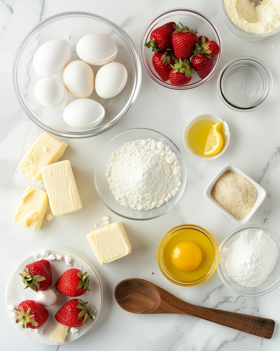 Single white plate with a thick slice of moist lemon pound cake topped generously with glossy pink strawberry lemon frosting that reveals small chunks of fresh strawberries, close-up angle highlighting the light crumb texture of the cake and creamy frosting layers, garnished with fresh whole strawberries and thin lemon wedges on the side, natural lighting on white marble surface, styled food blog presentation photo taken with an iphone --ar 4:5 --v 7