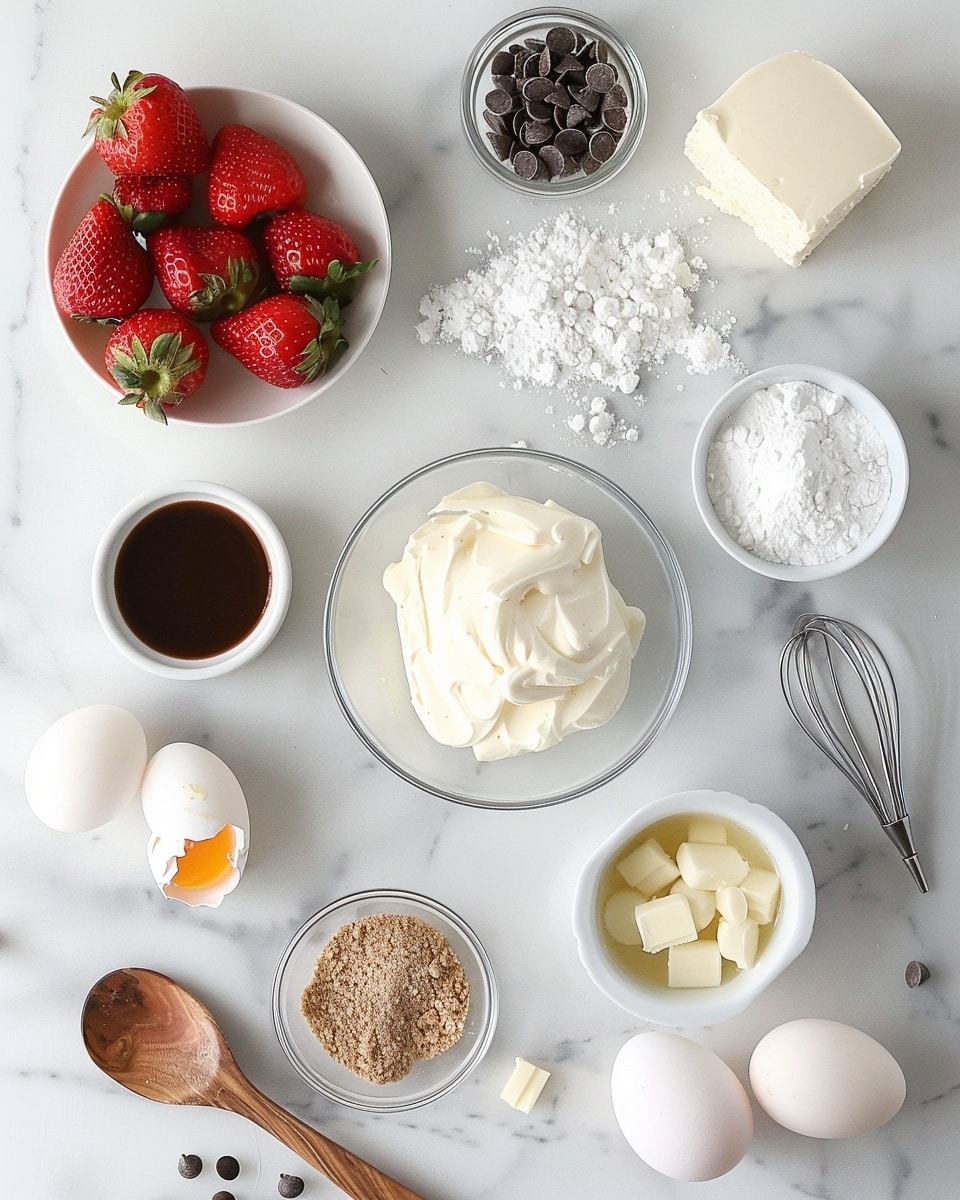 Single white dessert plate holding one rectangular popsicle coated in creamy white chocolate with a visible cross-section showing a smooth, pale yellow interior. The top is sprinkled with vibrant pink and yellow crunchy sugar crystals. Fresh whole and halved strawberries are scattered around the plate on a white marble surface. Natural lighting highlights the delicate textures and layers, intimate close-up, angled to show depth and detail of the treat, photo taken with an iphone --ar 4:5 --v 7