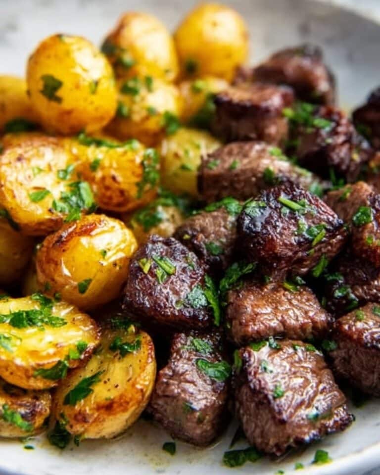 Creamy Garlic Butter Steak Bites and Potatoes Recipe