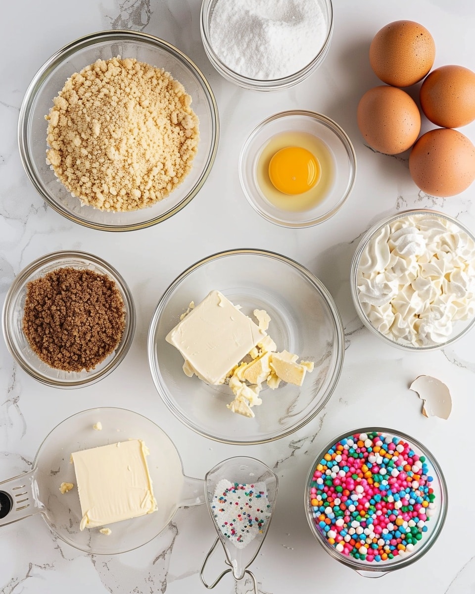 Single white plate with one square slice of colorful funfetti cheesecake showing creamy interior texture dotted with vibrant rainbow sprinkles and a golden graham cracker crust base, close-up angled view emphasizing the smooth layers and sprinkles on top, natural lighting highlighting the rich texture, placed on white marble background, intimate plated serving photo taken with an iphone --ar 4:5 --v 7