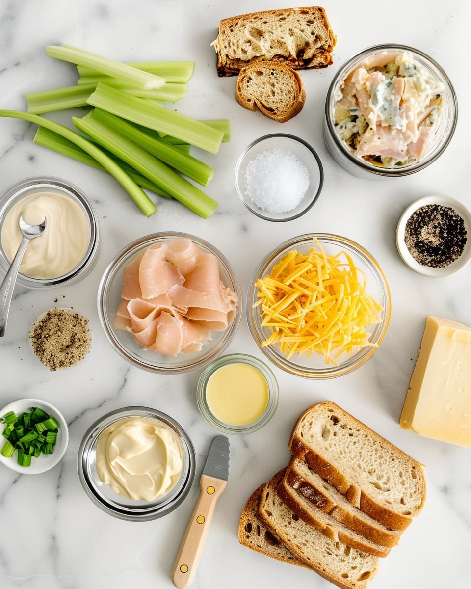 Single white plate holding one triangular tuna salad sandwich half, its interior revealing creamy tuna mixed with chopped celery and herbs layered between toasted golden-brown bread slices, served alongside a small pile of crisp potato chips and a sprig of fresh thyme, photographed at an angled close-up to emphasize the sandwich’s texture and layers, with natural light highlighting the crunch of the toast and the moist filling, set on a white marble surface, intimate plated serving photo taken with an iphone --ar 4:5 --v 7