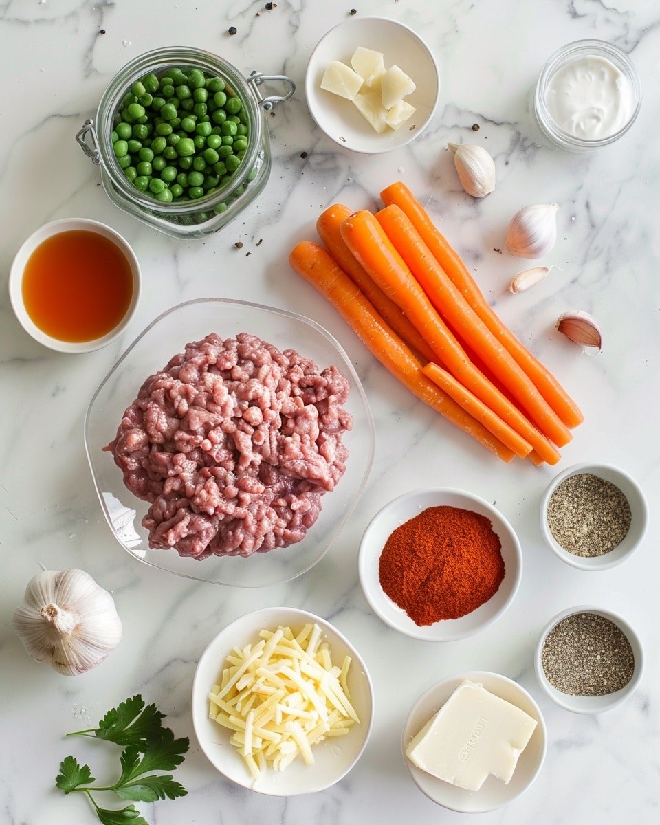Single white plate with a plated portion of shepherd’s pie showcasing a generous slice with a golden, textured mashed potato crust on top, revealing the rich, savory minced meat and vegetable filling underneath, dotted with fresh thyme leaves, close-up angled shot emphasizing the layers and hearty interior, set against a white marble surface, natural lighting for a warm and inviting food blog style, photo taken with an iphone --ar 4:5 --v 7