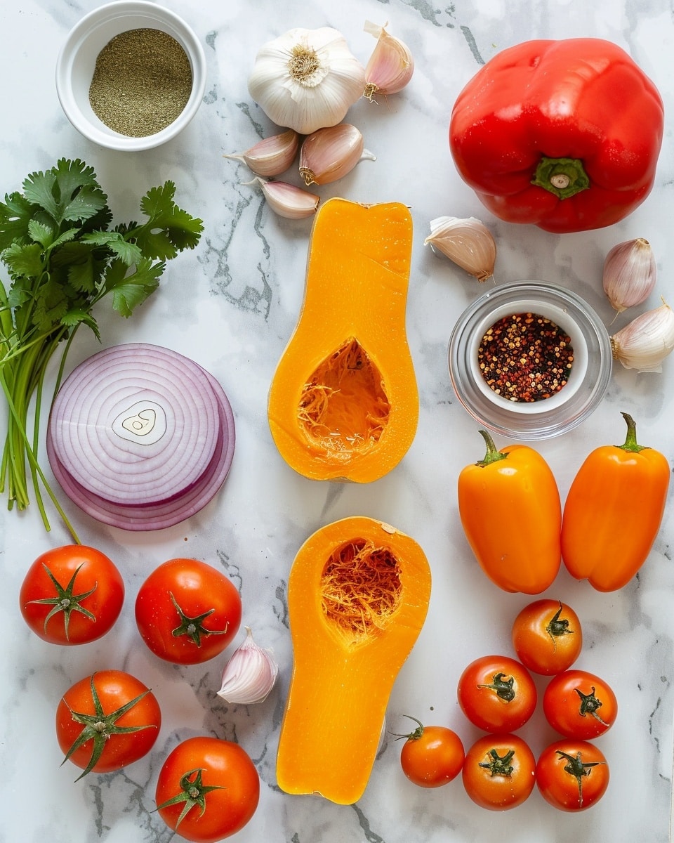 Single white bowl with one serving of creamy roasted red pepper soup swirled with white cream and chili oil, garnished with freshly chopped herbs, a crispy toasted slice of seeded artisan bread held by a woman's fingers dipping into the soup, close-up angled shot revealing the smooth texture of the soup, placed on white marble surface in natural light, intimate plated serving photo taken with an iphone --ar 4:5 --v 7