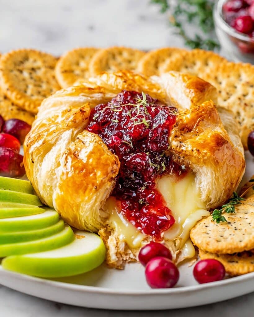 Baked Brie in Puff Pastry with Cranberry Sauce and Orange Zest Recipe