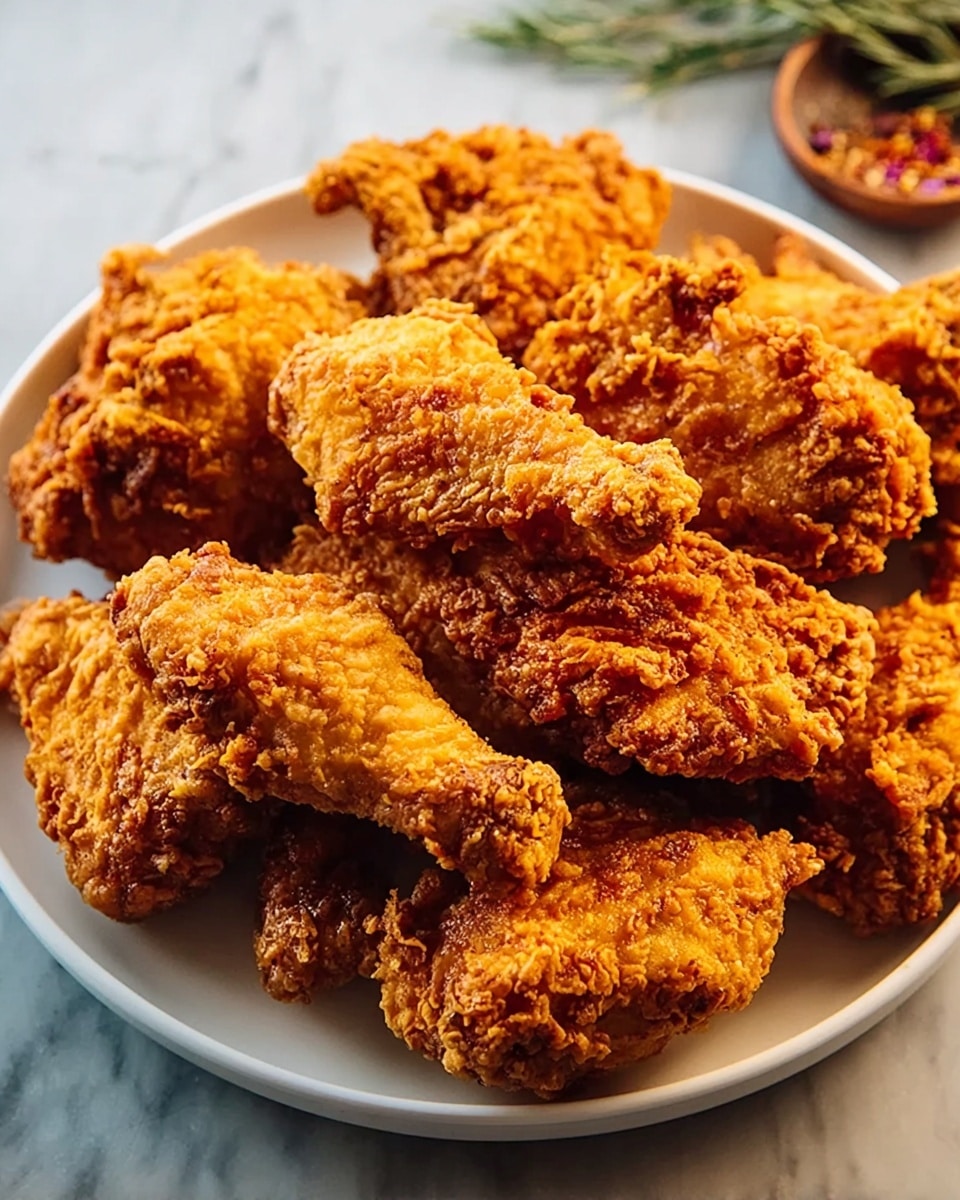 Large white serving platter heaped with a full batch of crispy golden fried chicken pieces, each coated in perfectly textured breading with crunchy ridges, showcasing a variety of wings, thighs, and drumsticks arranged to highlight the abundance, photographed from a 3/4 angle on a white marble countertop with natural lighting emphasizing the crunch and color, professional food styling photo taken with an iphone --ar 4:5 --v 7