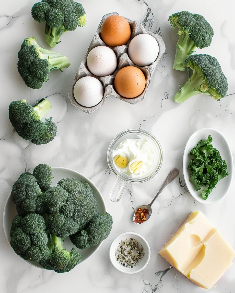 Single white plate holding one square portion of a vegetable frittata, close-up angled view showcasing the fluffy, yellow egg base studded with vibrant green broccoli florets and asparagus tips, topped with a smooth layer of melted cheese and thin rings of bright red chili pepper, revealing the airy texture and fresh vegetable chunks inside, natural lighting illuminating the clean white marble surface beneath, intimate plated serving photo taken with an iphone --ar 4:5 --v 7