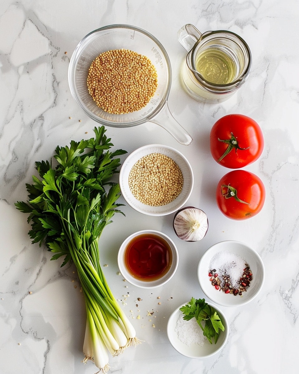 Single white bowl containing a close-up portion of fresh tabbouleh salad with finely chopped parsley, diced cucumbers, tomatoes, and bulgur wheat, topped with scattered vibrant red pomegranate seeds, the textures of the herbs and grains clearly visible, natural light highlighting the freshness, placed on a white marble surface, intimate plated serving photo taken with an iphone --ar 4:5 --v 7