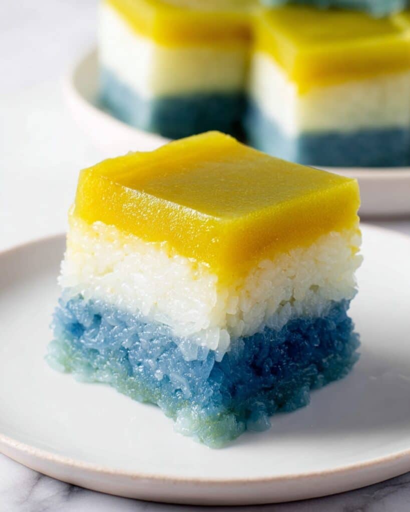 Kuih Seri Muka (Pandan Custard Sticky Rice Dessert) Recipe