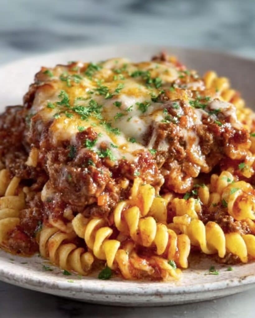 One-Pot Taco Pasta with Ground Beef and Cheese Recipe
