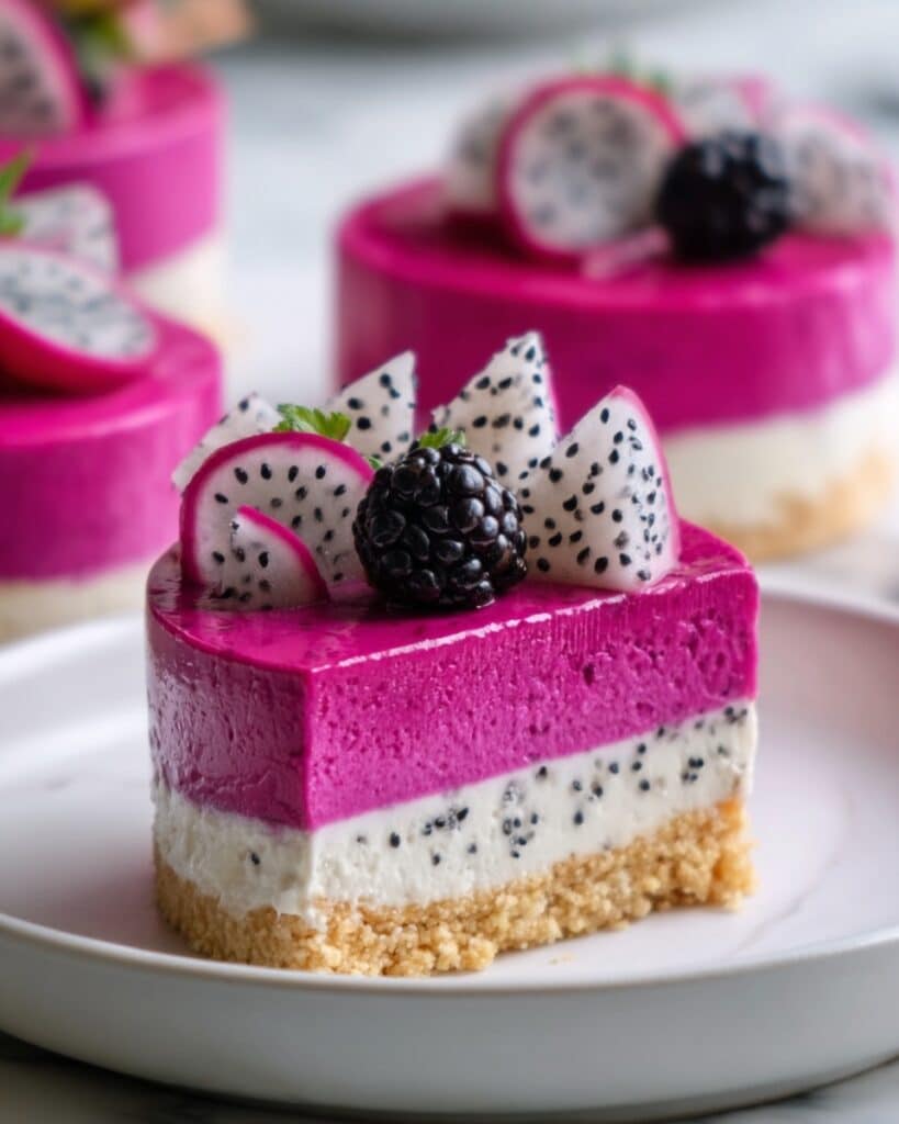 No-Bake Dragon Fruit Mini Cheesecakes Recipe