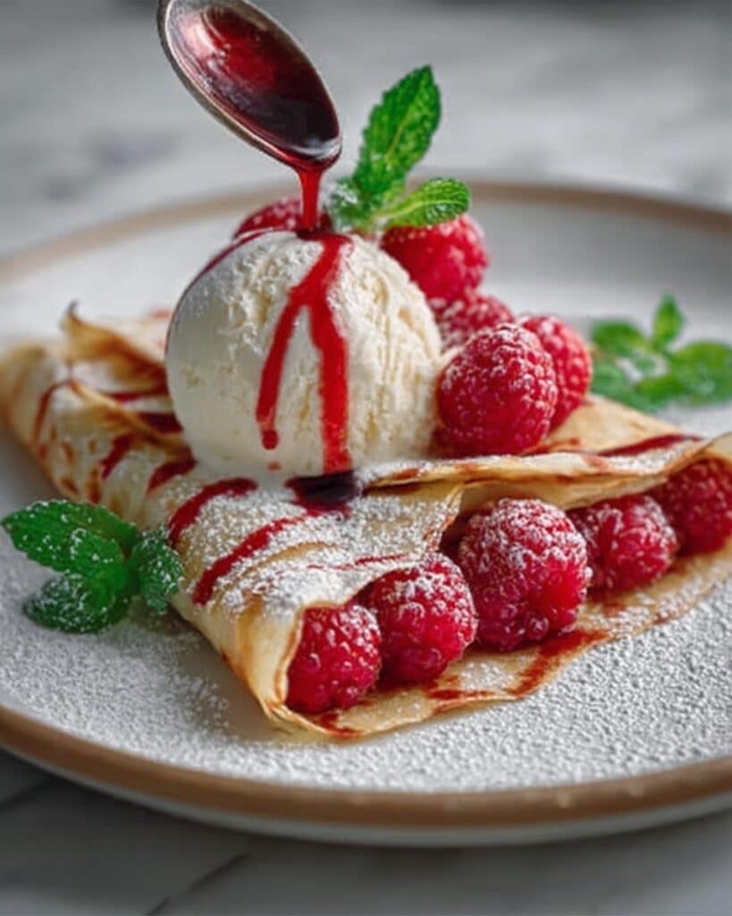 Light Raspberry Vanilla Crepes Recipe