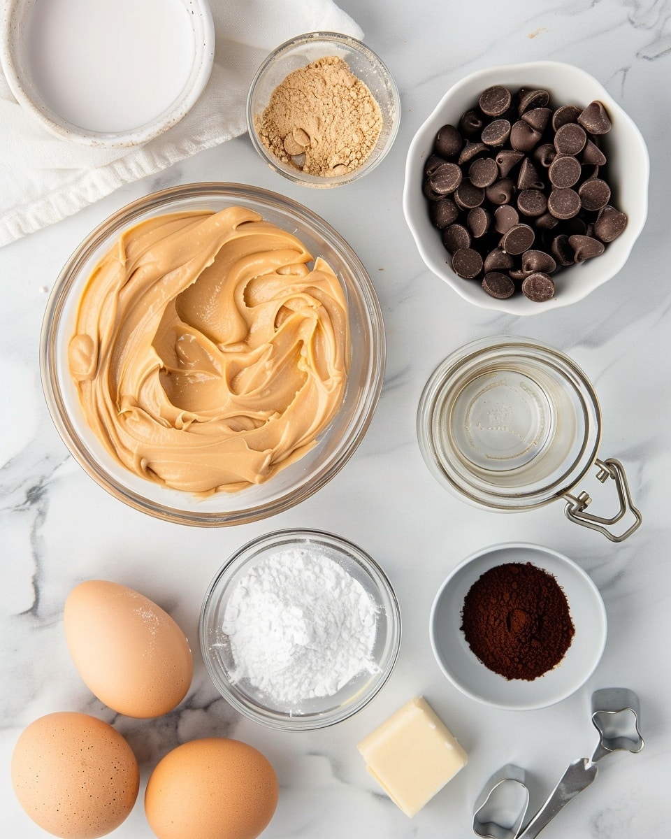 Single white plate featuring a close-up of one chocolate-covered peanut butter patty, sliced in half to reveal the creamy, rich peanut butter layer inside, drizzled with alternating lines of milk and white chocolate on top, showing the smooth texture of the chocolate coating and the dense filling beneath, natural lighting enhancing the glossy surface, white marble background, styled as a tempting individual serving from a food blog, photo taken with an iphone --ar 4:5 --v 7