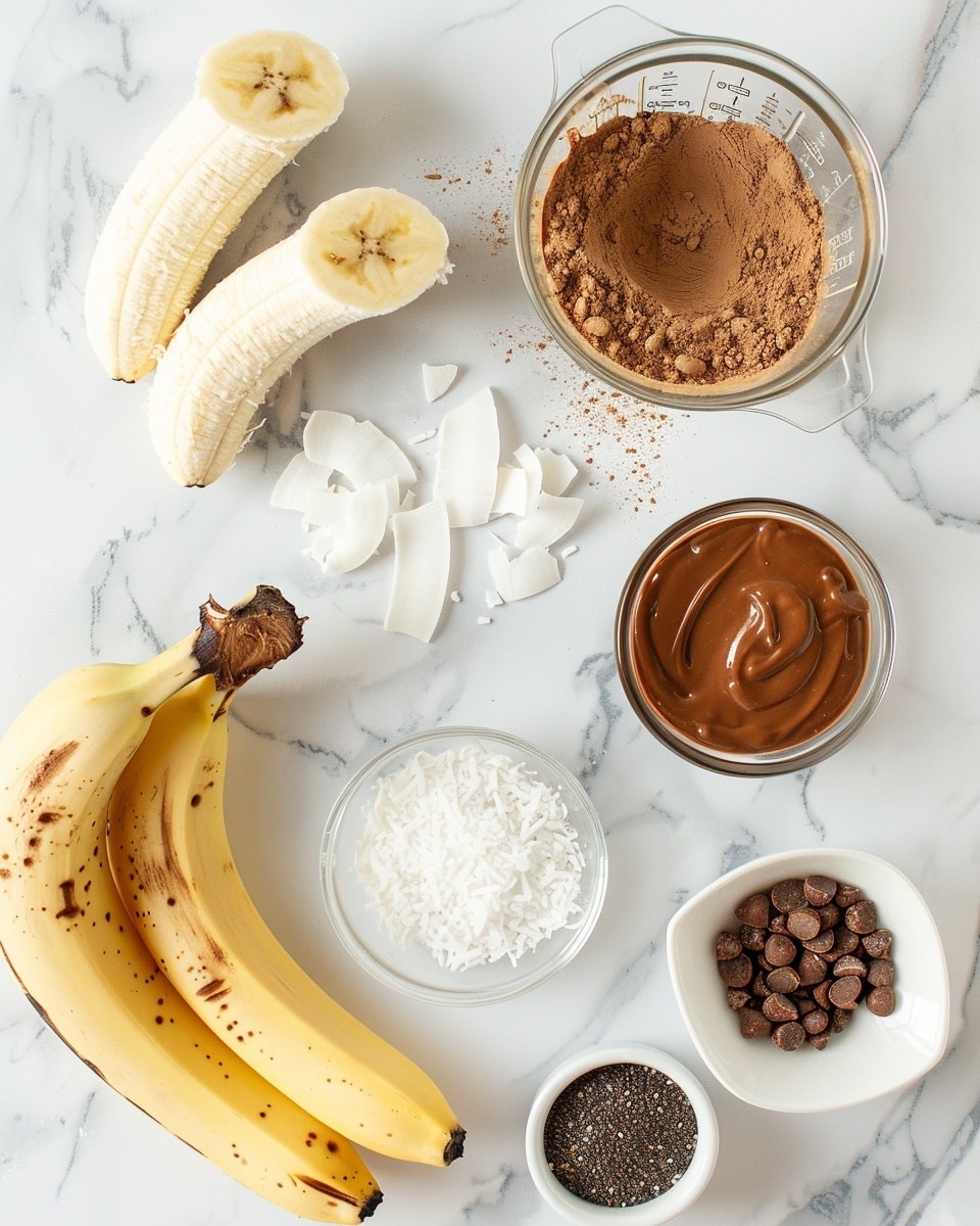 Single white bowl with a close-up of a chocolate smoothie bowl serving, showing a smooth, rich, creamy chocolate base topped with vibrant fresh raspberries, blueberries, a sliced strawberry with green leaves, crunchy granola clusters, chopped nuts, and a drizzle of peanut butter, arranged in neat rows to reveal various textures, placed on a white marble surface with natural light highlighting the rich colors and inviting freshness, intimate styled food blog presentation photo taken with an iphone --ar 4:5 --v 7