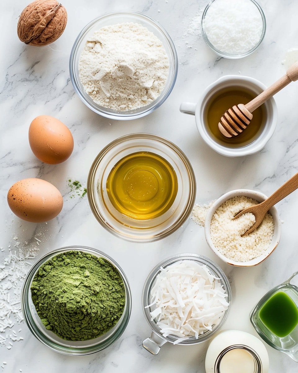Single white plate showcasing one green energy ball topped with shredded coconut, close-up angled view revealing a smooth, dense interior texture with hints of nuts or seeds inside, natural lighting on a white marble background, styled as a single bite-sized serving ready to eat, intimate food blog presentation photo taken with an iphone --ar 4:5 --v 7