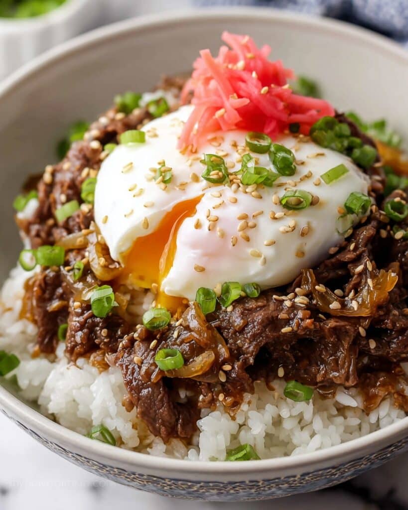 Easy 15-Minute Gyudon (Japanese Beef Rice Bowl) Recipe