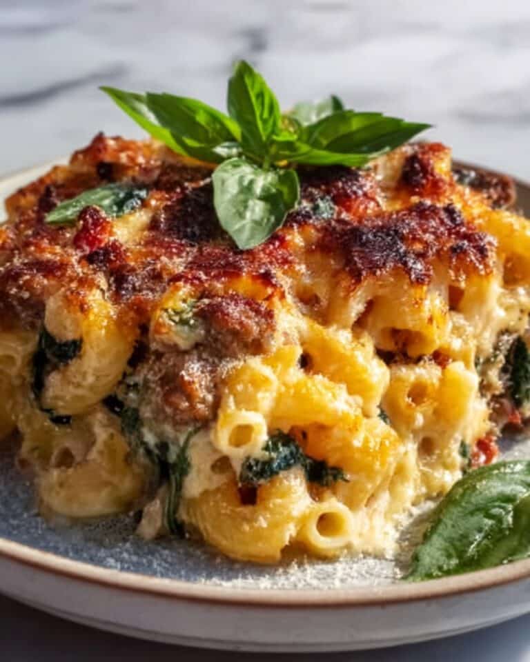 Creamy One-Pot Tuscan Ground Beef Pasta Recipe
