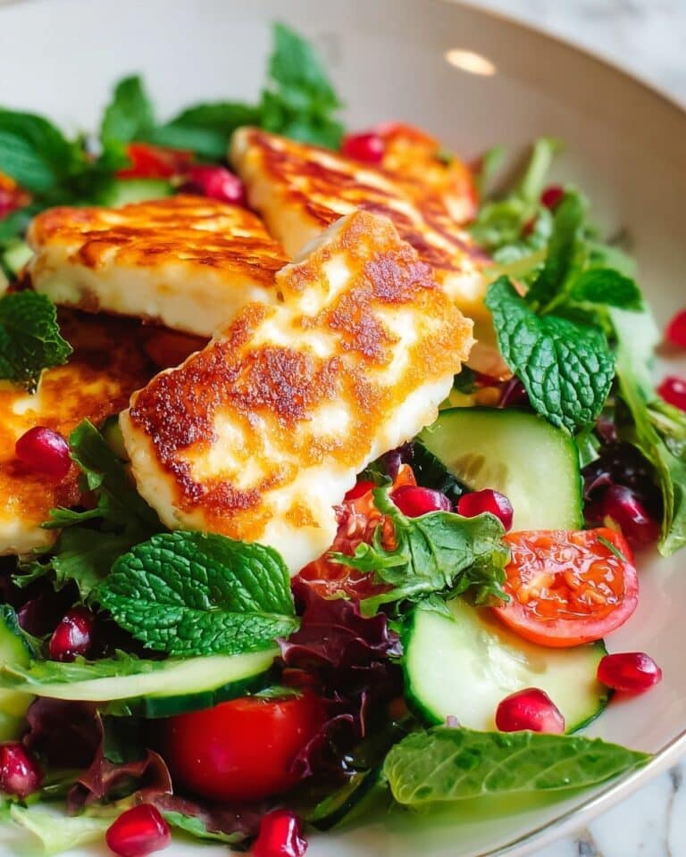 Grilled Halloumi Salad with Pomegranate and Mint Recipe