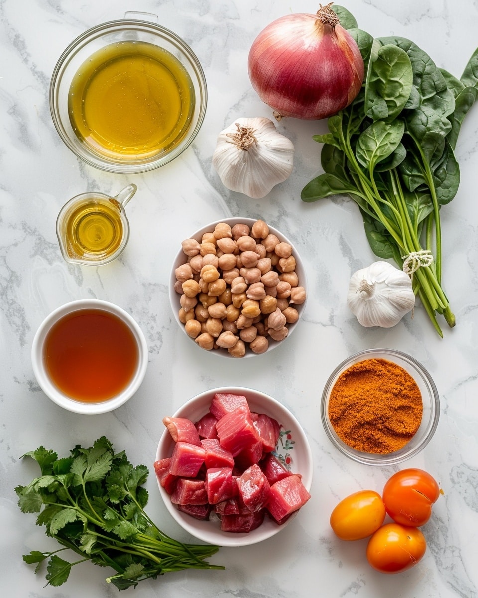 Single white bowl containing a generous serving of Moroccan tagine with tender chunks of meat, golden chickpeas, soft butternut squash pieces, and wilted greens, topped with bright red pomegranate seeds and slivered almonds, close-up angled shot highlighting the rich textures and vibrant colors of the stew, fresh cilantro leaves garnish adding a pop of green, all set on a white marble background, natural lighting emphasizing the hearty and comforting nature of the dish, intimate plated serving photo taken with an iphone --ar 4:5 --v 7