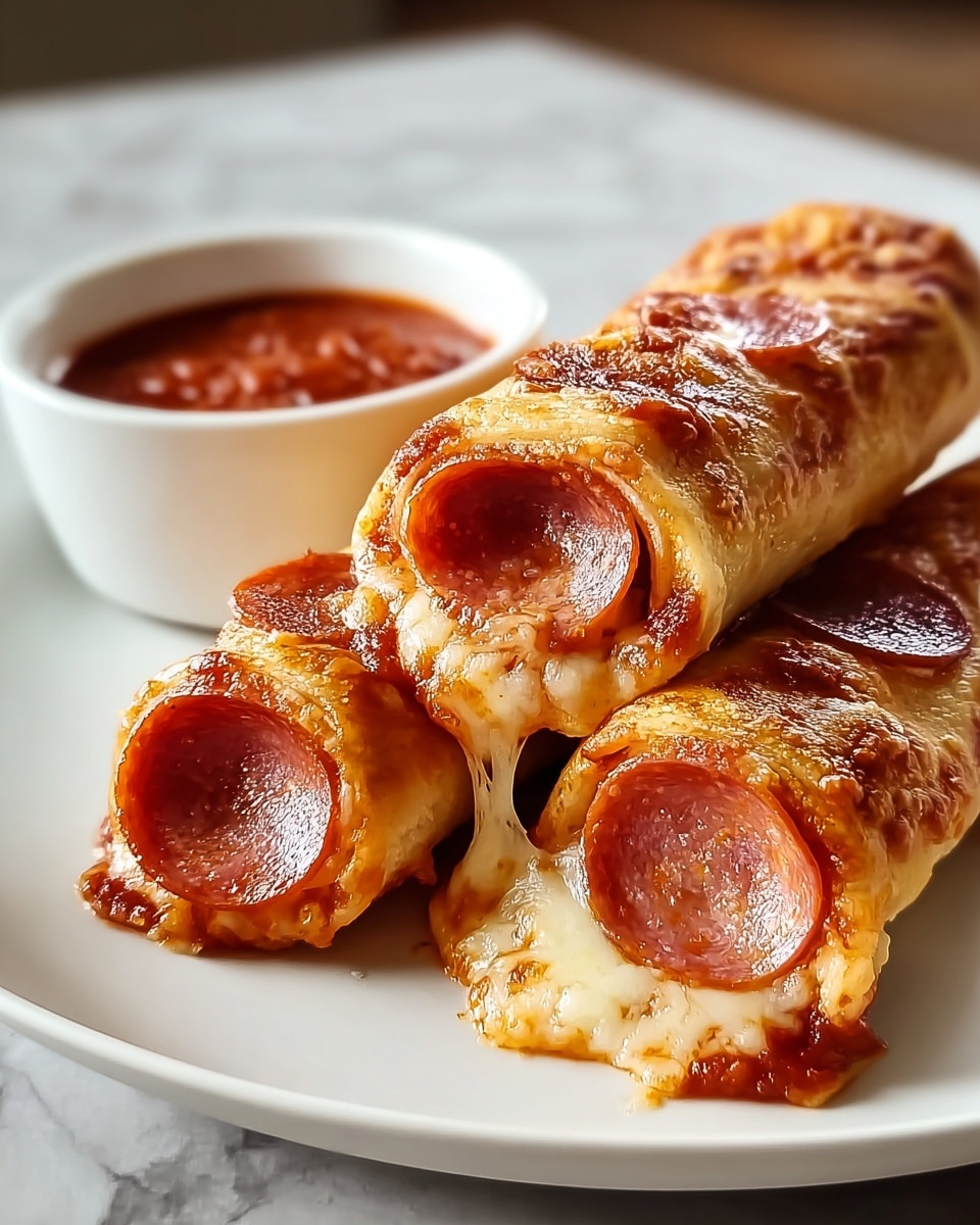 Large white baking dish filled with a full batch of golden-baked pepperoni pizza rolls, each one neatly rolled with melted mozzarella cheese bubbling on top and rich tomato sauce peeking through, edges lightly browned and crispy, arranged tightly together to showcase the entire appetizer in its impressive, complete presentation, photographed from a 3/4 angle on a white marble countertop with natural lighting, professional food styling photo taken with an iphone --ar 4:5 --v 7