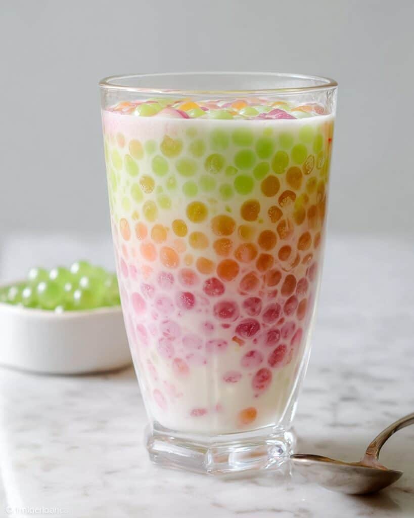 Quick & Easy Rose Pandan Coconut Sago Recipe