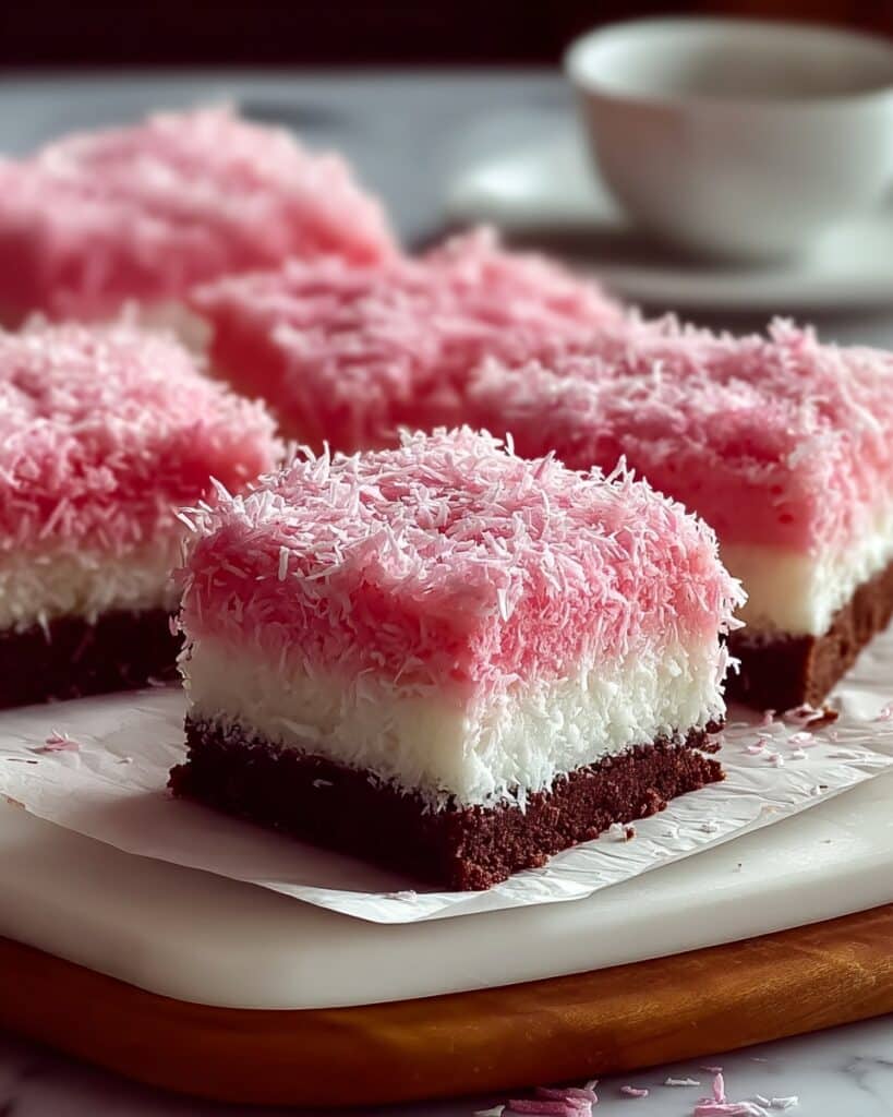 Irresistibly Delicious Pink Coconut Snowball Cake Bars Recipe