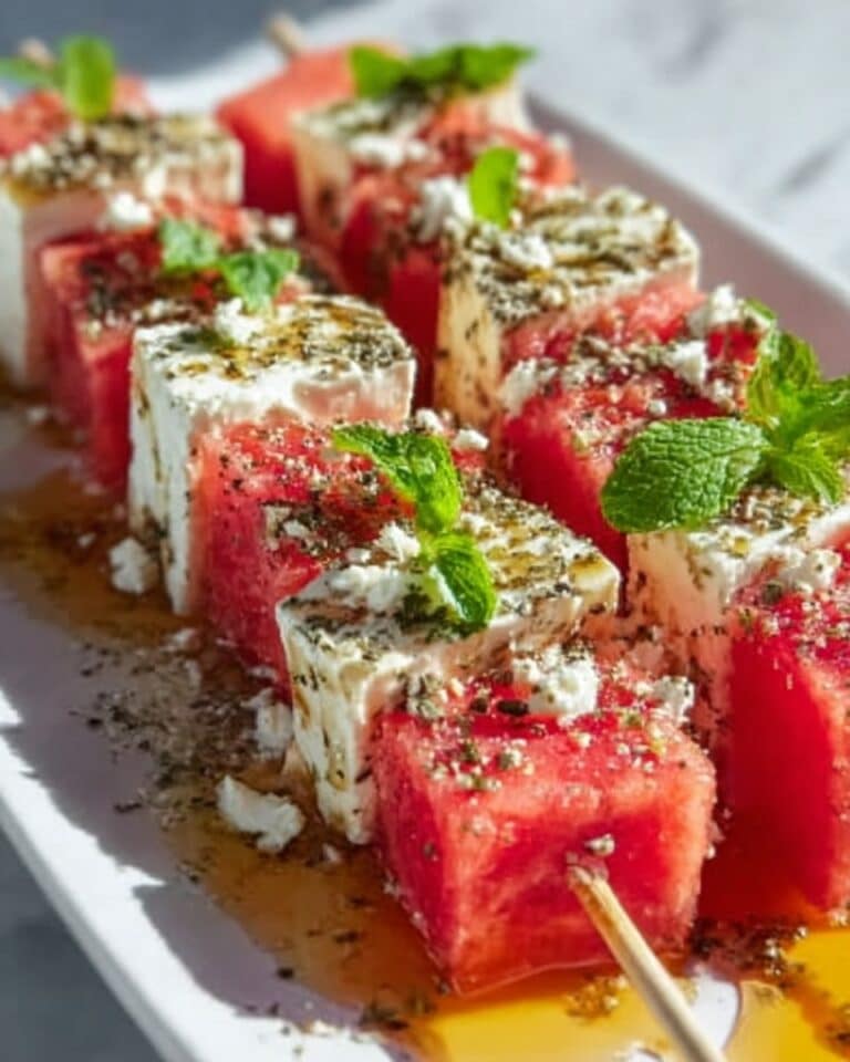 No-Cook Watermelon Feta Mint Skewers Recipe