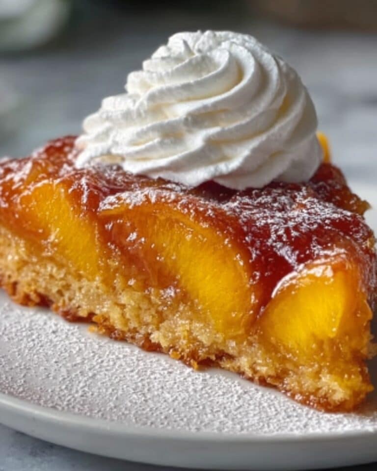Perfect Brown Butter Peach Upside-Down Cake with Cinnamon Cream Recipe