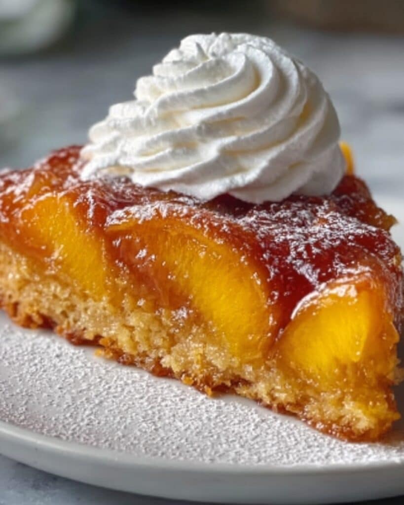 Perfect Brown Butter Peach Upside-Down Cake with Cinnamon Cream Recipe