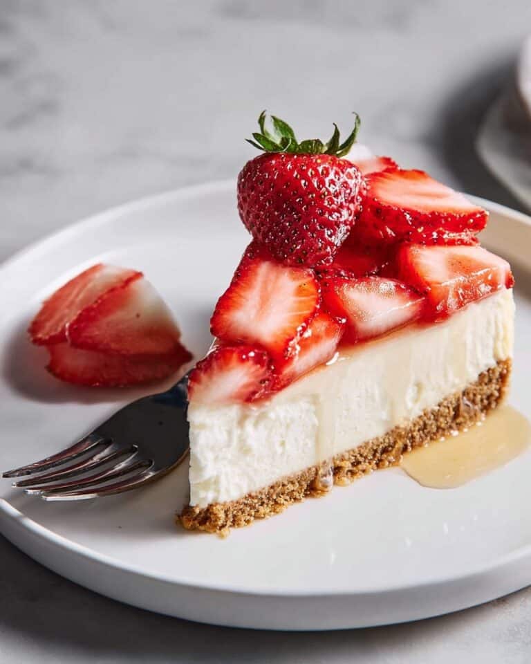 No-Bake Greek Yogurt Cheesecake with Strawberry Topping Recipe