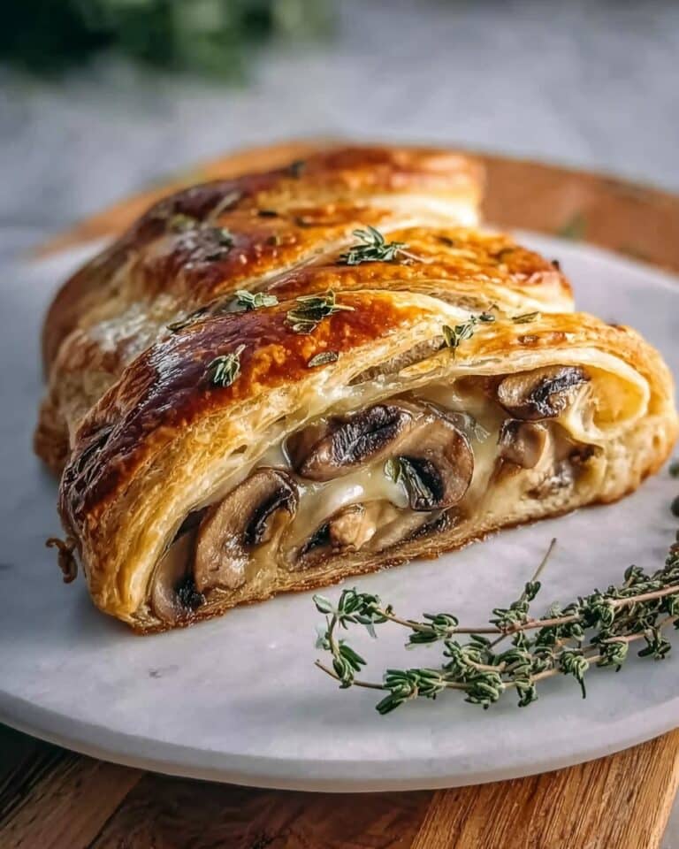 Cheesy Mushroom Puff Pastry Braid Recipe