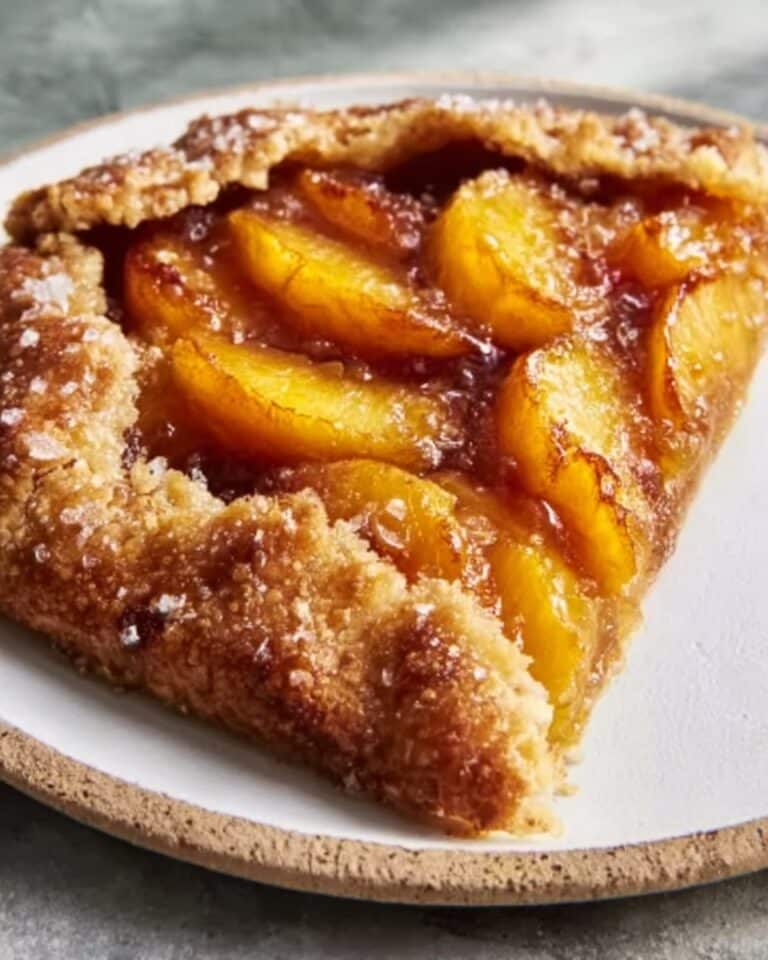 Perfect Fresh Peach Galette with Cardamom Frangipane and Honey Drizzle Recipe