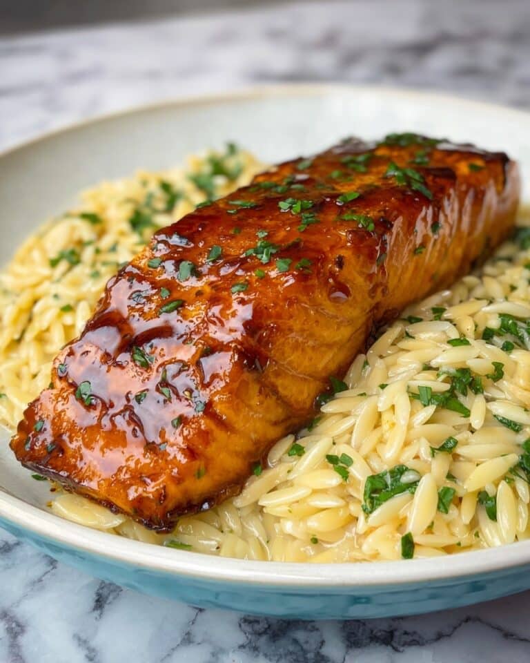 Easy Brown Sugar Soy Glazed Salmon with Creamy Orzo Recipe