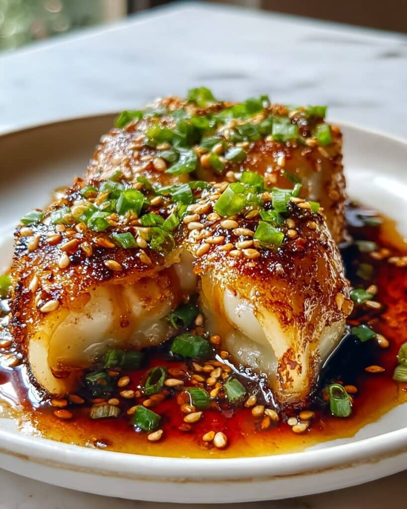 Chewy Potato Mochi Rolls with Sesame and Green Onions Recipe